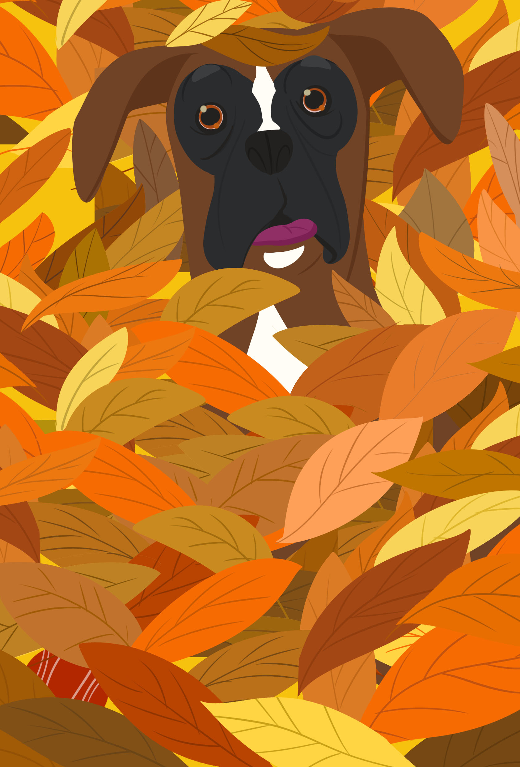 Autumn boxer dog